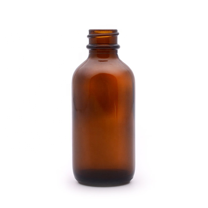 2oz 60ml Amber Boston Round Glass Dropper Bottle with lid
