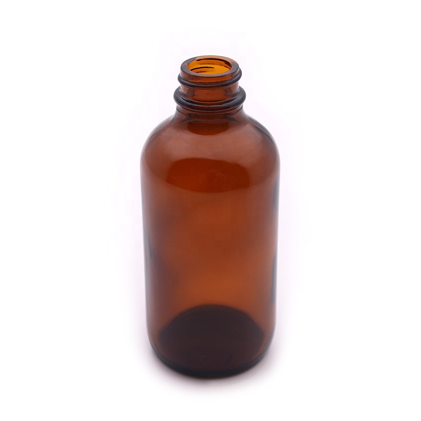 2oz 60ml Amber Boston Round Glass Dropper Bottle with lid