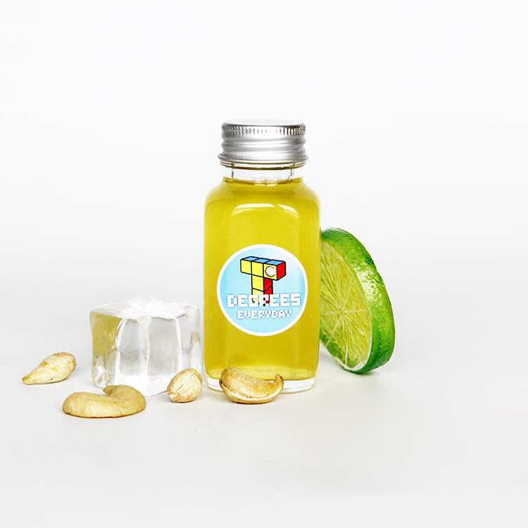 2oz/60ml Mini French Square Juice Glass Bottle For Spice Storage Bottle Shots Glass Bottle With Screw Cap