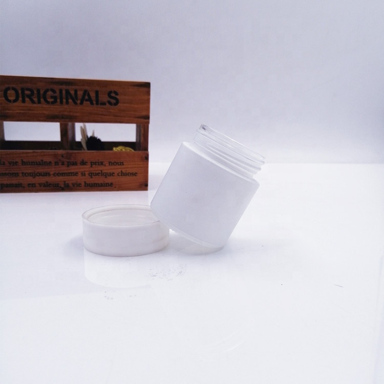 2oz 60ml Safe vitamin pack eco wide mouth clear care glass jar herb weeds storage bottle with matte white color child proof lid