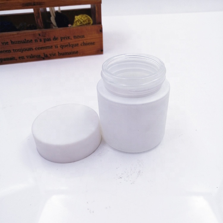 2oz 60ml Safe vitamin pack eco wide mouth clear care glass jar herb weeds storage bottle with matte white color child proof lid