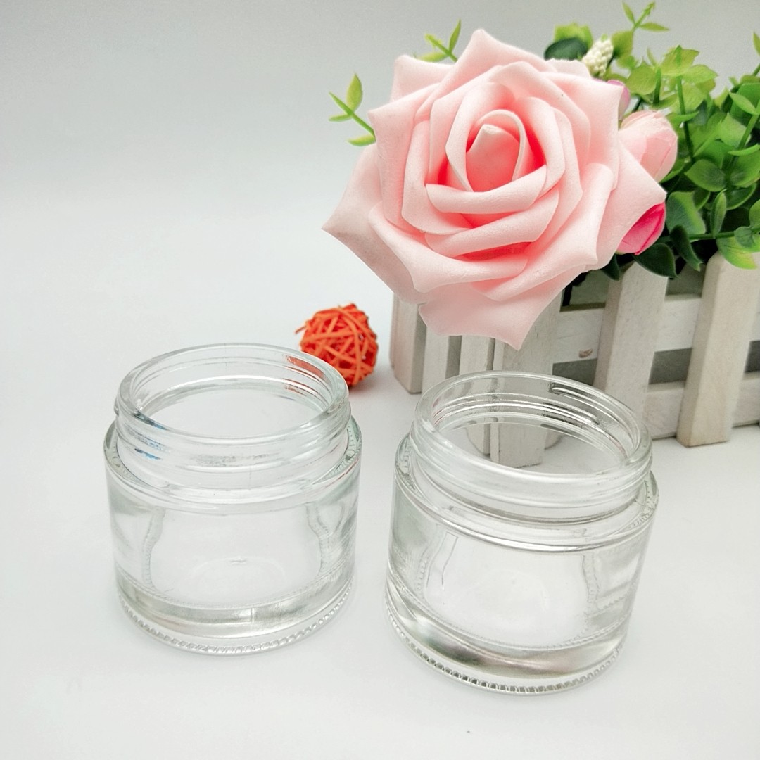 2oz 60ml clear frosted glass straight side wall jar 60g cosmetic containers
