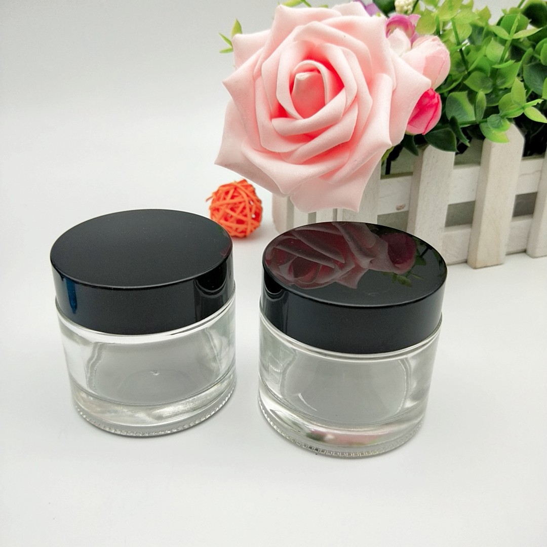 2oz 60ml clear frosted glass straight side wall jar 60g cosmetic containers