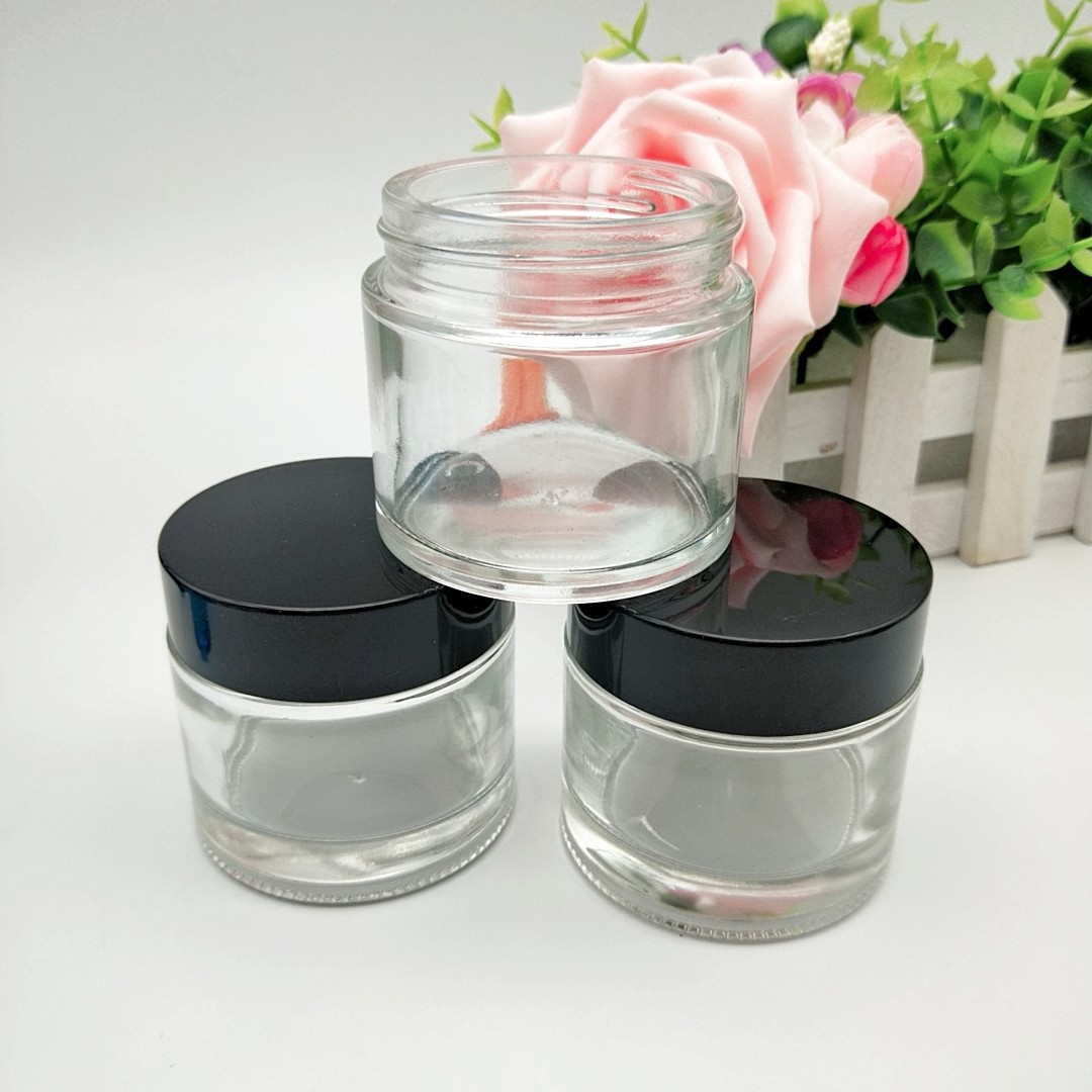 2oz 60ml clear frosted glass straight side wall jar 60g cosmetic containers