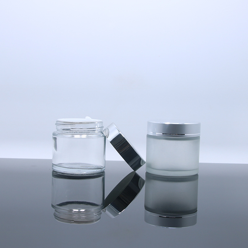 2oz 60ml clear frosted glass straight side wall jar 60g cosmetic containers