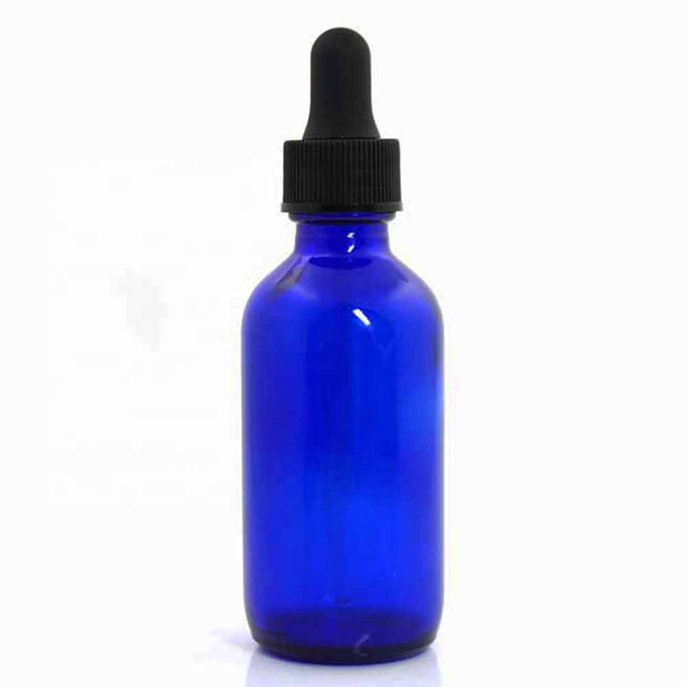 2oz 60ml coblat blue glass bottle boston round spray pump bottle for cosmetic skincare packaging
