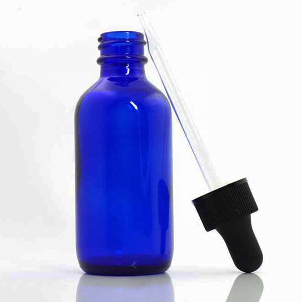 2oz 60ml coblat blue glass bottle boston round spray pump bottle for cosmetic skincare packaging