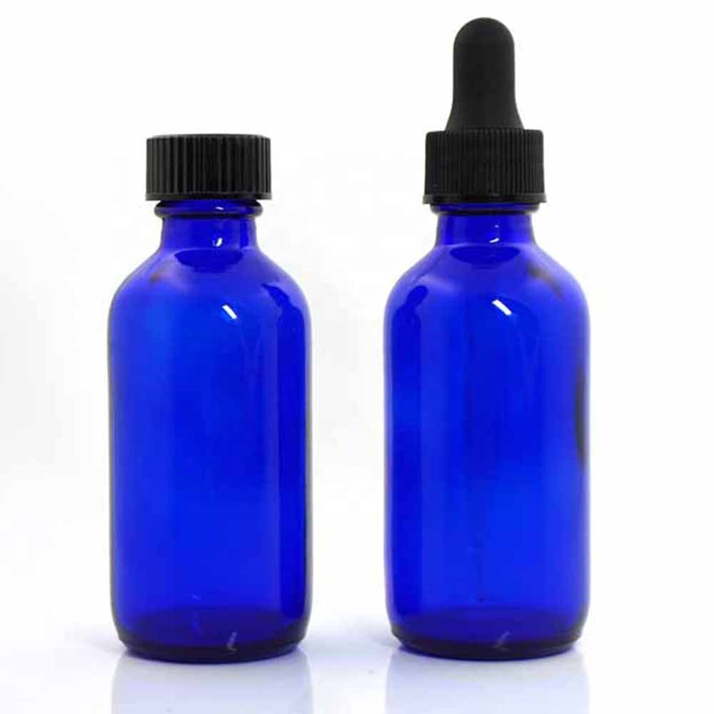 2oz 60ml coblat blue glass bottle boston round spray pump bottle for cosmetic skincare packaging
