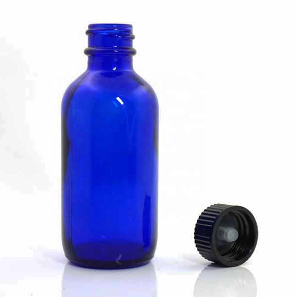 2oz 60ml coblat blue glass bottle boston round spray pump bottle for cosmetic skincare packaging