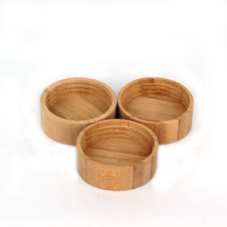 2oz 60ml cylinder saffron glass storage jar with bamboo wooden lid