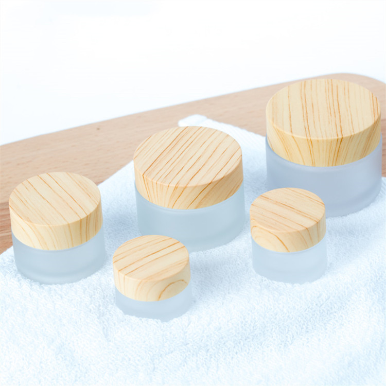 2oz 6ml For Creams And Lotions Frosted Glass Cosmetic Jar With Bamboo Lid