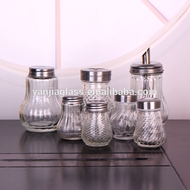 2oz 6oz Glass spice jar with stainless steel shaker factory price