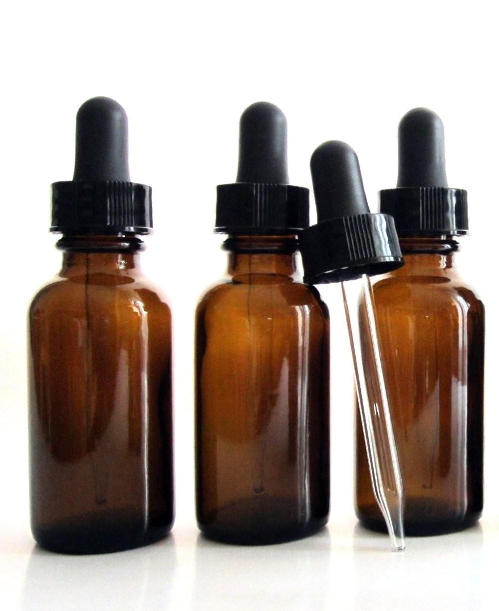 2oz Amber Atomizer Bottles Black Dropper Lids Glass Essential Oil Bottle