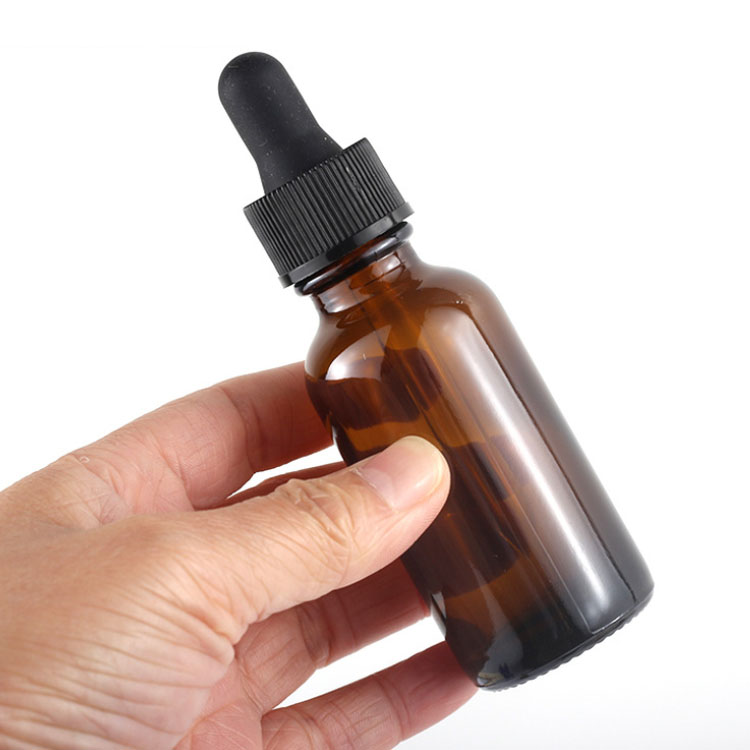 2oz Amber Glass Essential Oil Bottle With Black Plastic Dropper Pipette