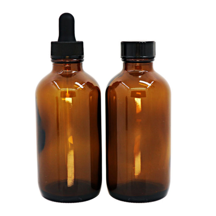 2oz Amber Glass Essential Oil Bottle With Black Plastic Dropper Pipette
