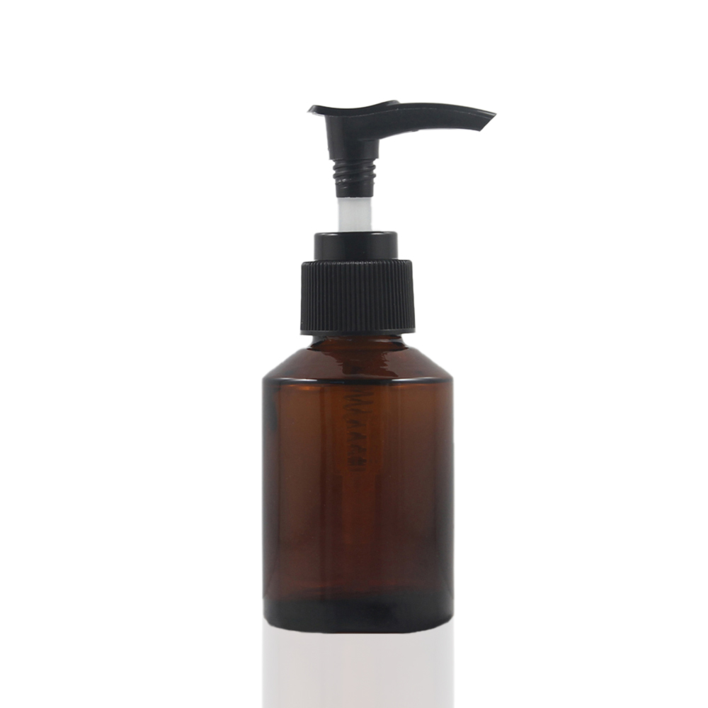 2oz Amber LG201 Glass Bottles with Lotion Pump Cap