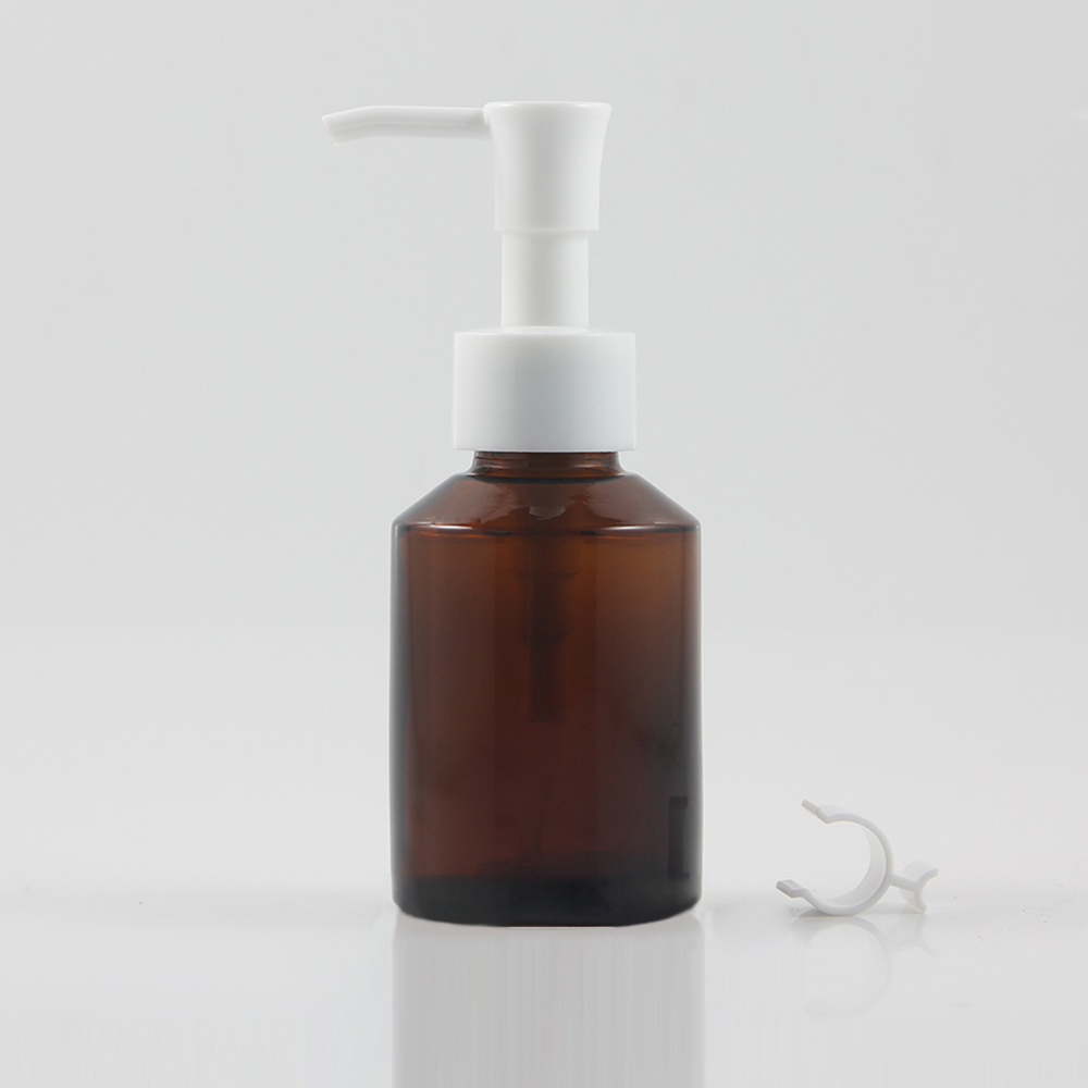2oz Amber LG201 Glass Bottles with Lotion Pump Cap
