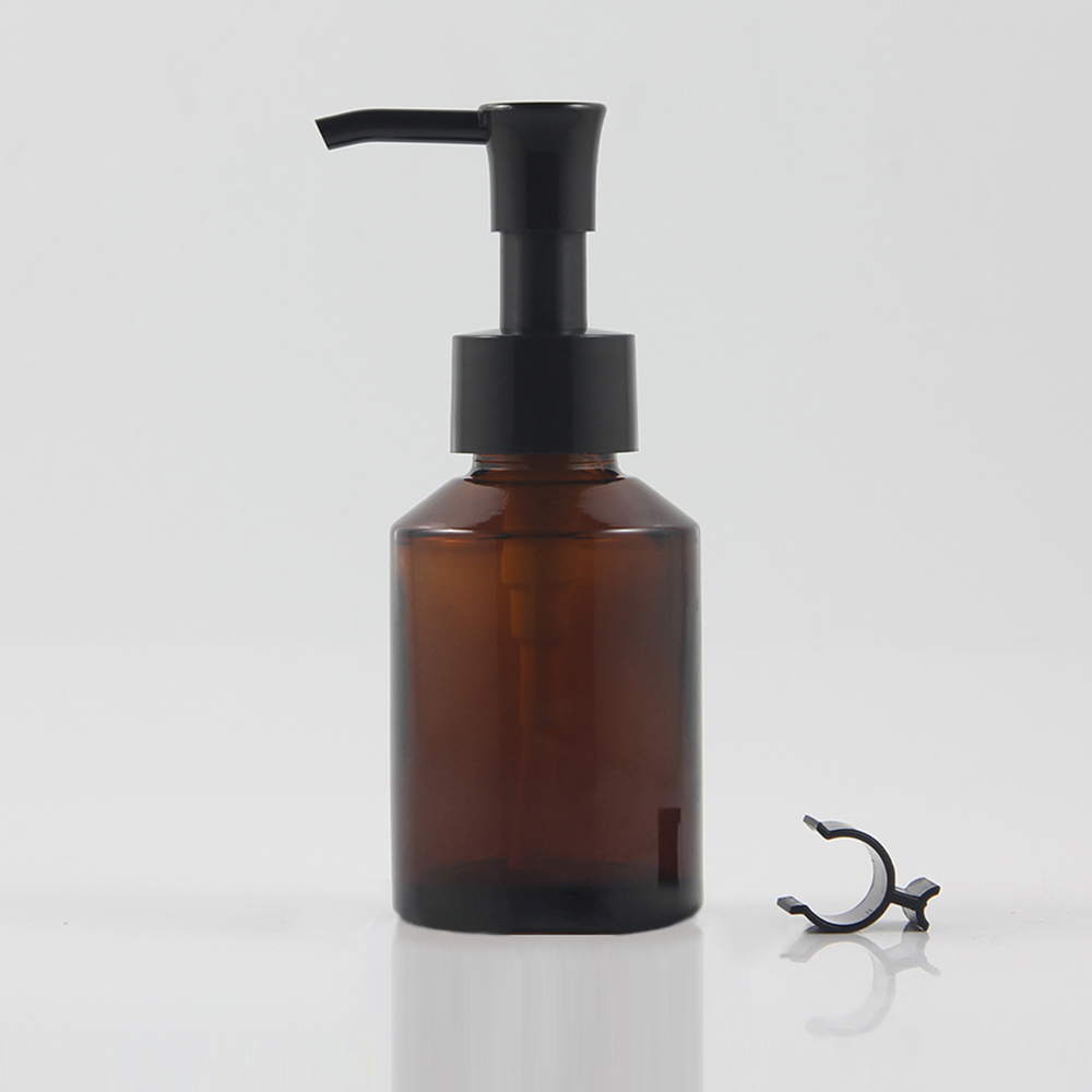 2oz Amber LG201 Glass Bottles with Lotion Pump Cap