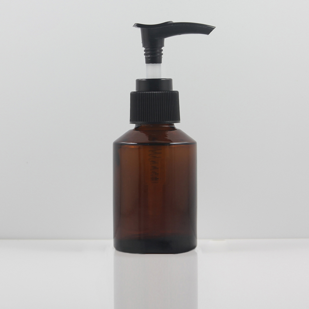2oz Amber LG201 Glass Bottles with Lotion Pump Cap