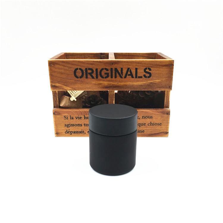 2oz Amber UV Children Resistant Glass Container Weeds Jars Childproof Glass Jar With Black Childproof Wooden Grain Lids