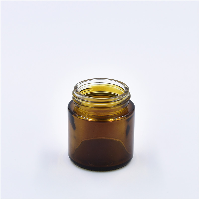 2oz Amber UV Children Resistant Glass Container Weeds Jars Childproof Glass Jar With Black Childproof Wooden Grain Lids