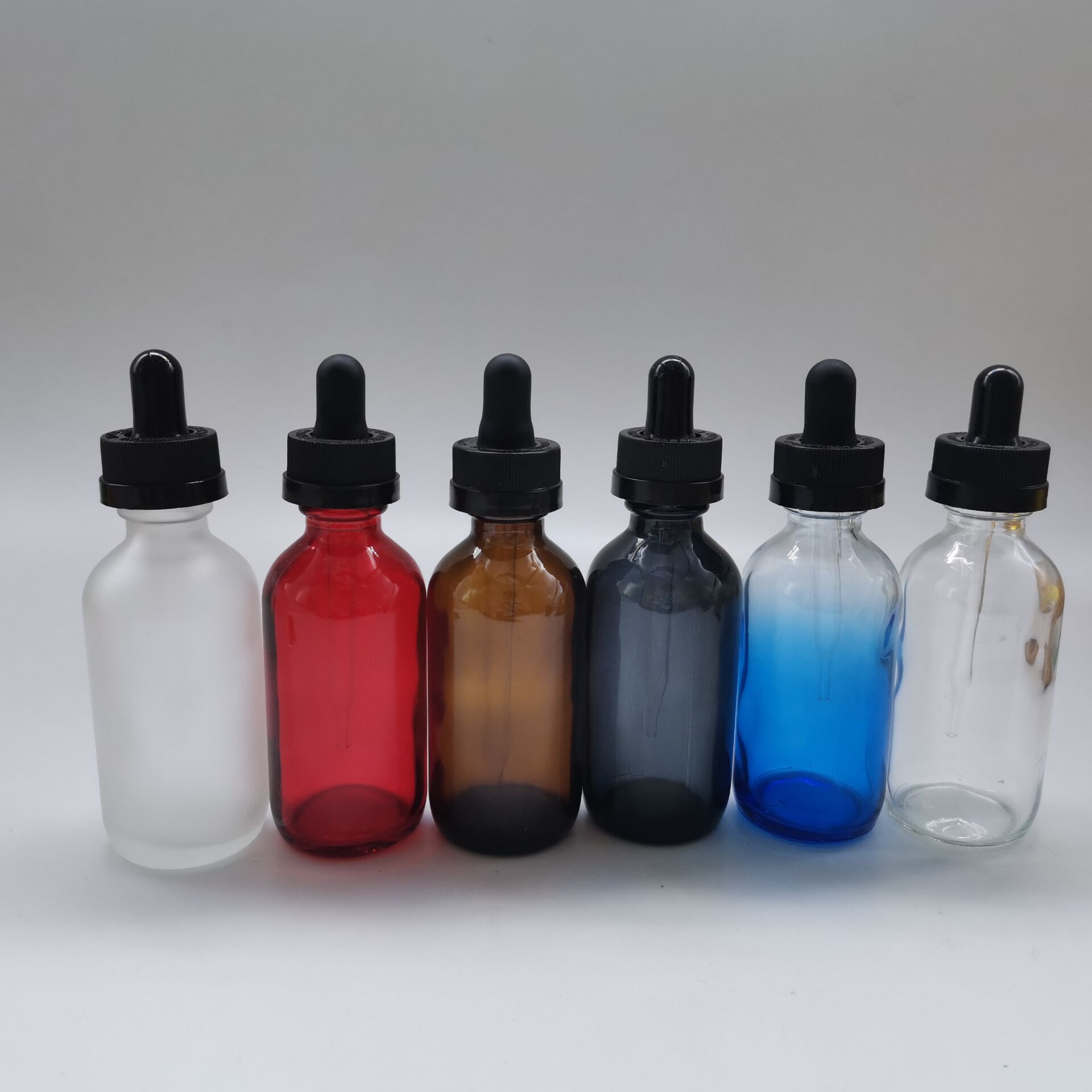 2oz Boston Round 60ml clear Amber Euro Glass Dropper Bottle with dropper