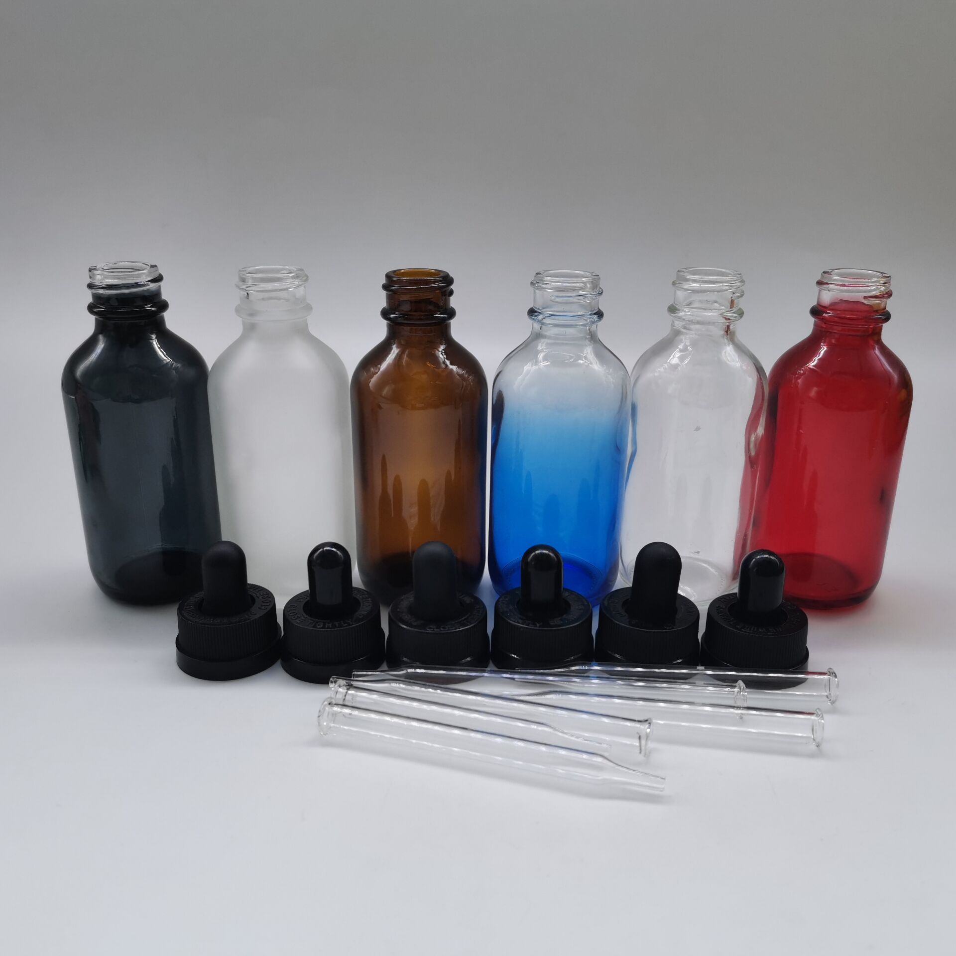 2oz Boston Round 60ml clear Amber Euro Glass Dropper Bottle with dropper