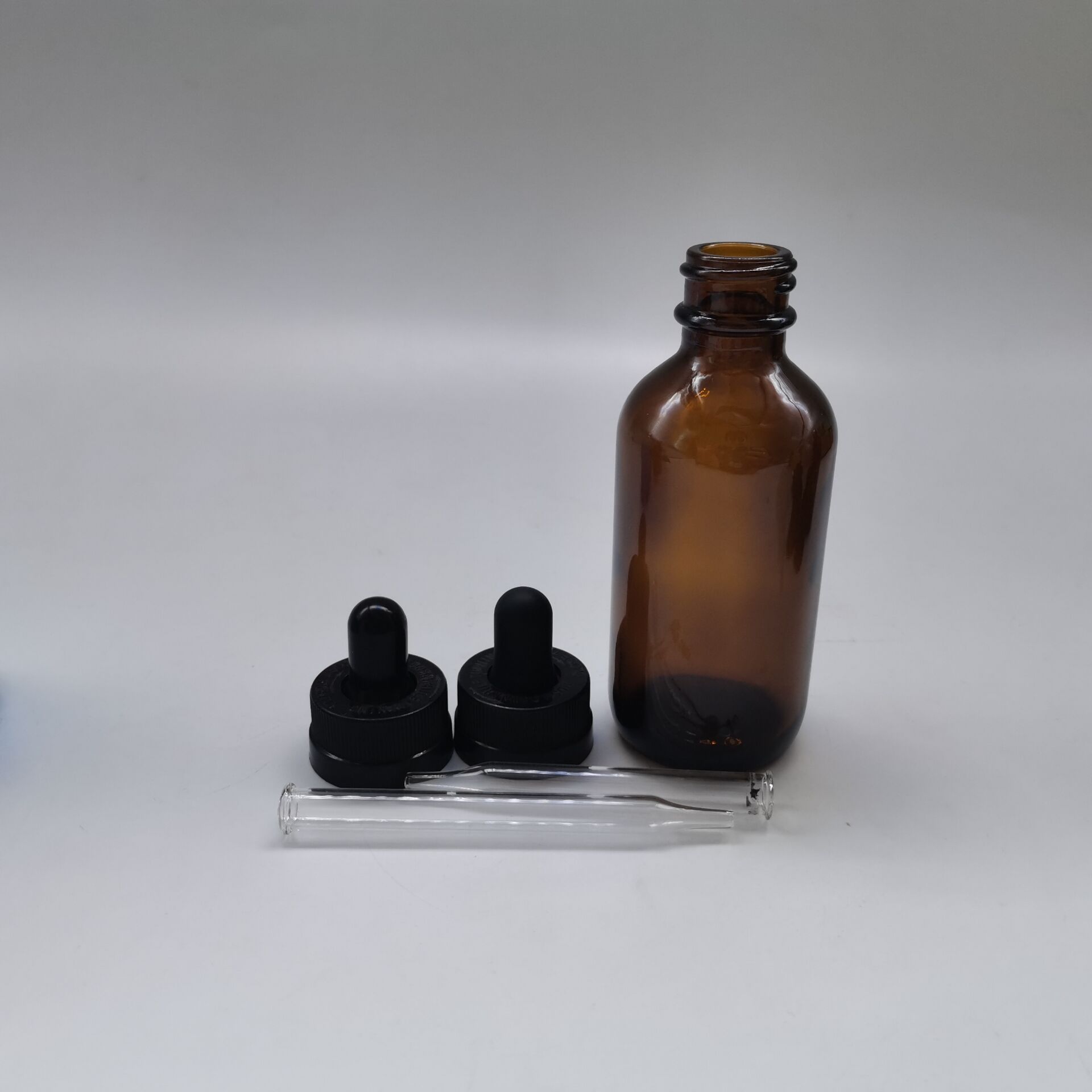 2oz Boston Round 60ml clear Amber Euro Glass Dropper Bottle with dropper