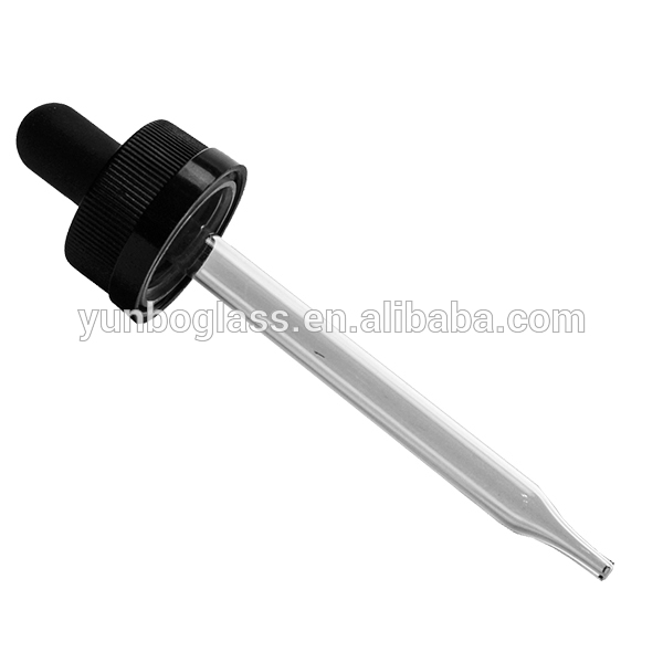 2oz Boston round bottle 30ml clear glass dropper bottle with child resistant cap and glass pipette for e liquid