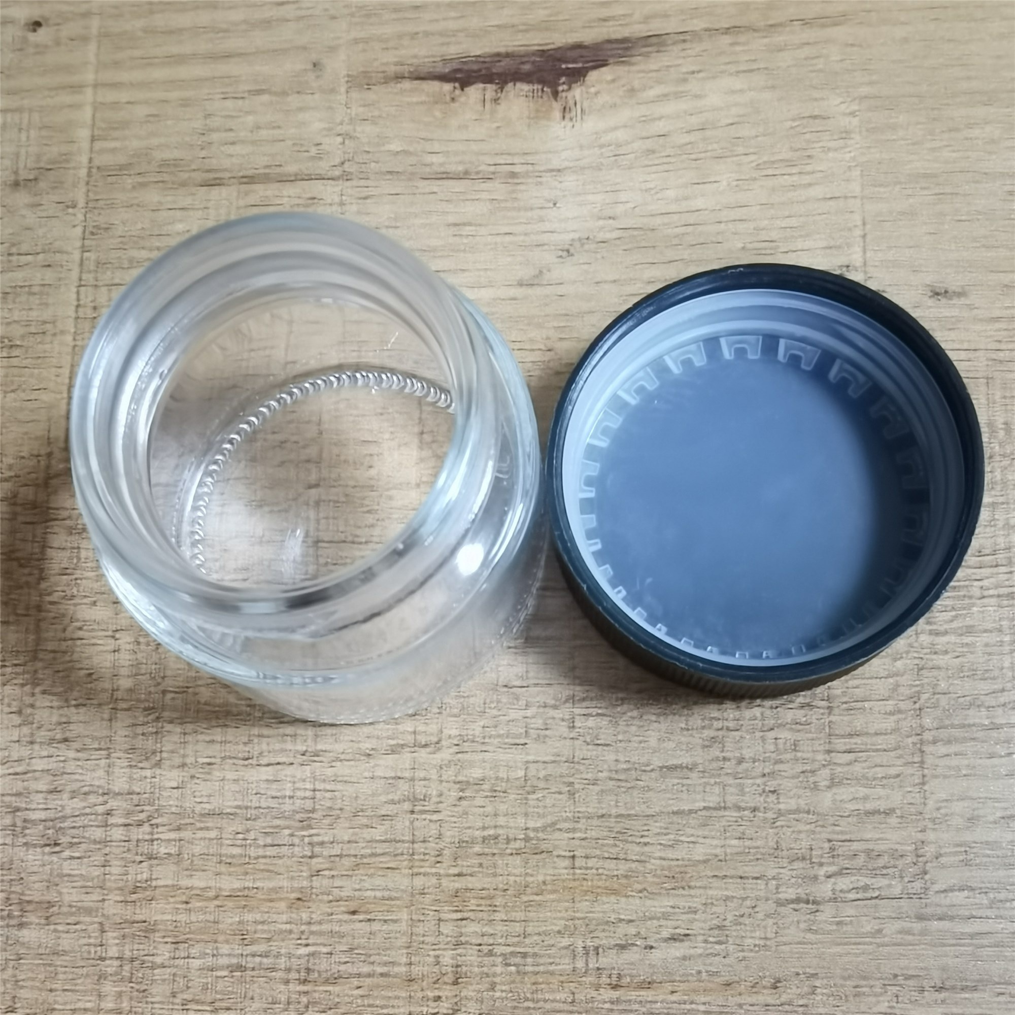 2oz Child Resistant Glass Jars with Lids Clear Jar Black Lid