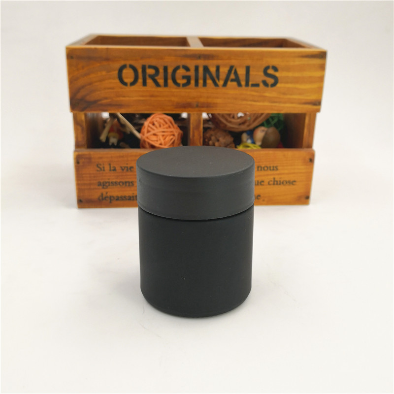 2oz Child proof Black Glass Jars With Air tight Matte black Child Resistant Lid