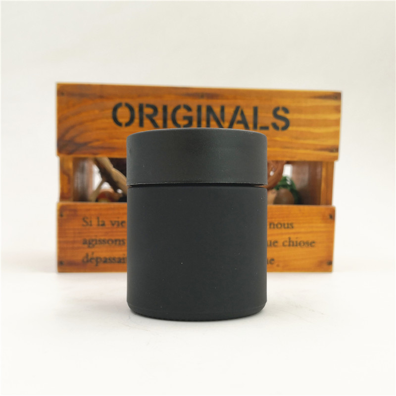 2oz Child proof Black Glass Jars With Air tight Matte black Child Resistant Lid