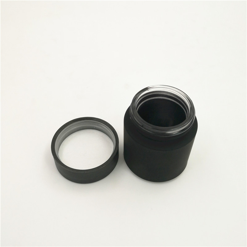 2oz Child proof Black Glass Jars With Air tight Matte black Child Resistant Lid