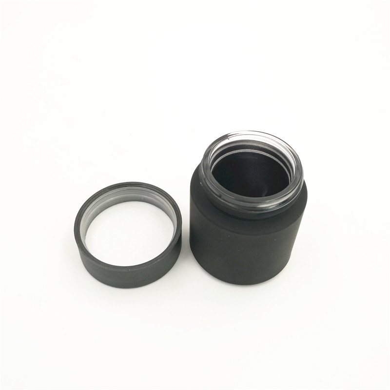 2oz Child proof Black Glass Jars With Air tight Matte black Child Resistant Lid