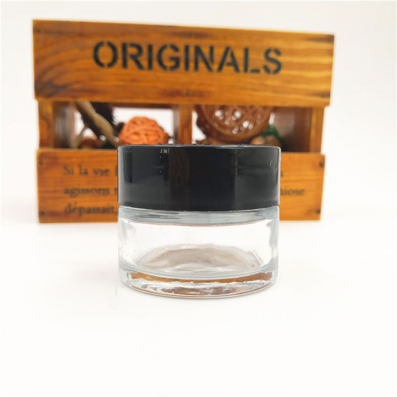 2oz Child proof Black Glass Jars With Air tight Matte black Child Resistant Lid