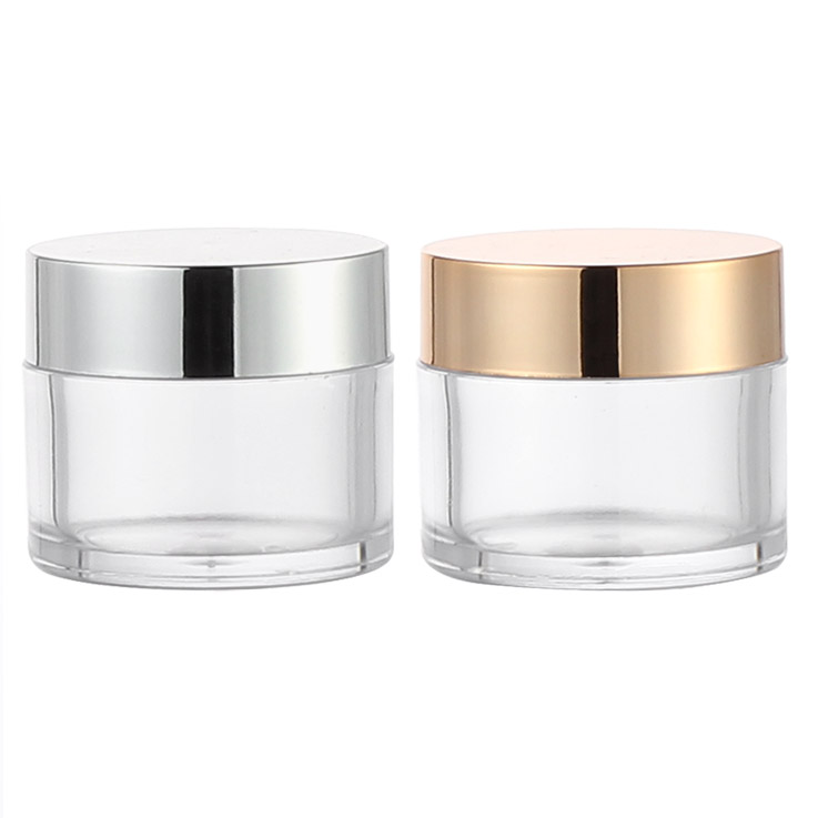 2oz Clear Rose Gold Cosmetic Powder Plastic Jar with Lids