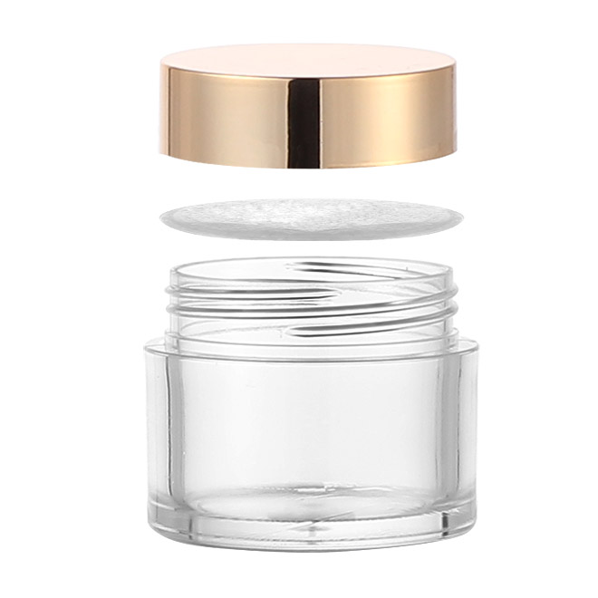 2oz Clear Rose Gold Cosmetic Powder Plastic Jar with Lids