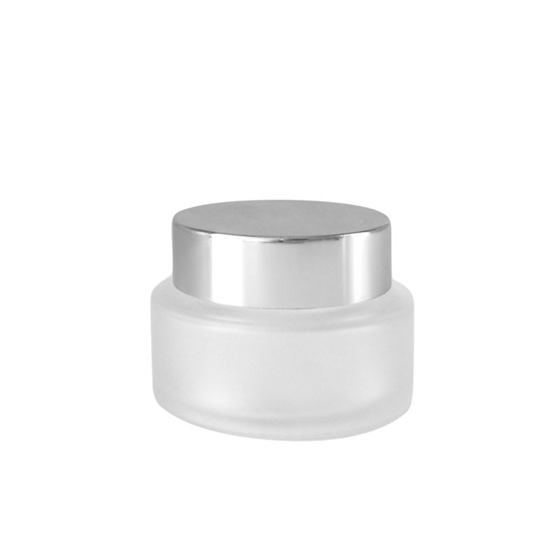 2oz Cosmetic Clear Glass Empty Cream Jar With Silver or gold Cap