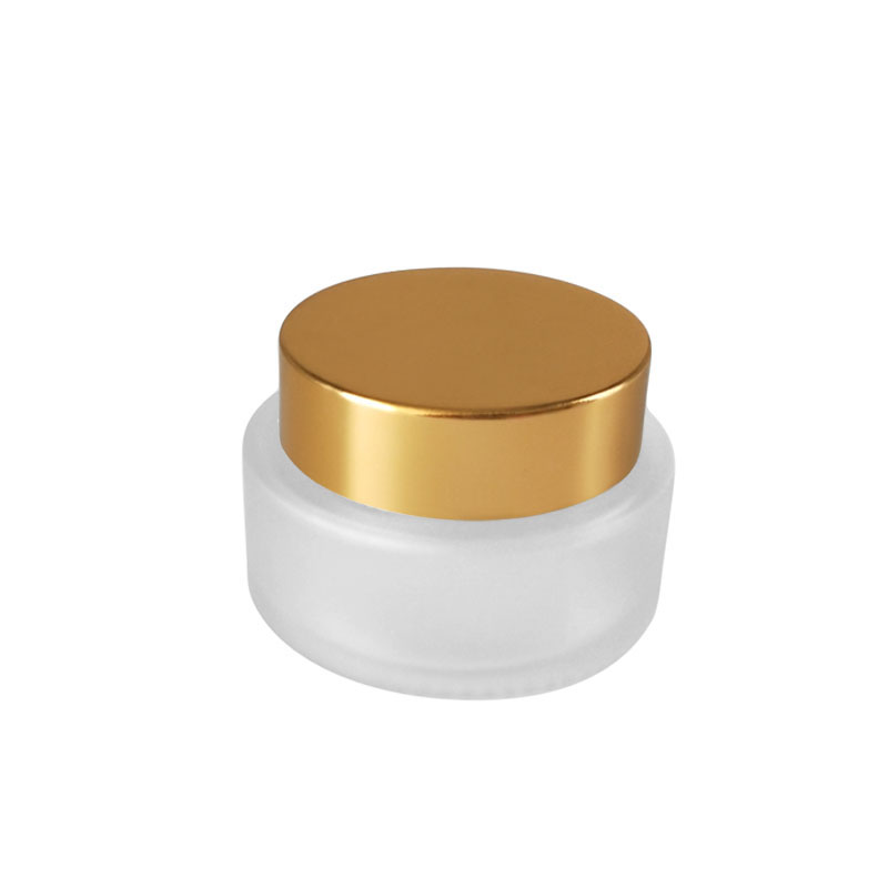 2oz Cosmetic Clear Glass Empty Cream Jar With Silver or gold Cap