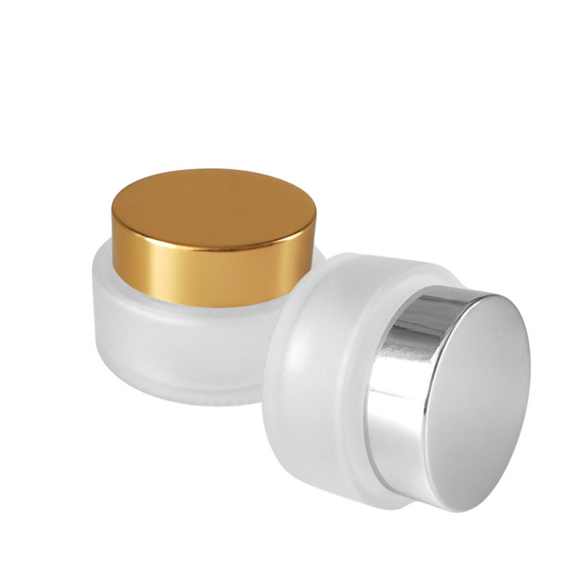 2oz Cosmetic Clear Glass Empty Cream Jar With Silver or gold Cap