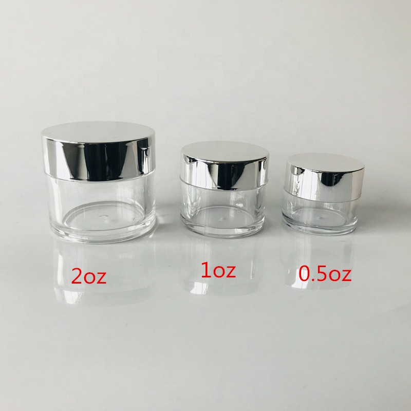 2oz Glitter acrylic jar  silver cap acrylic dipping powder jar 0.5oz 1oz