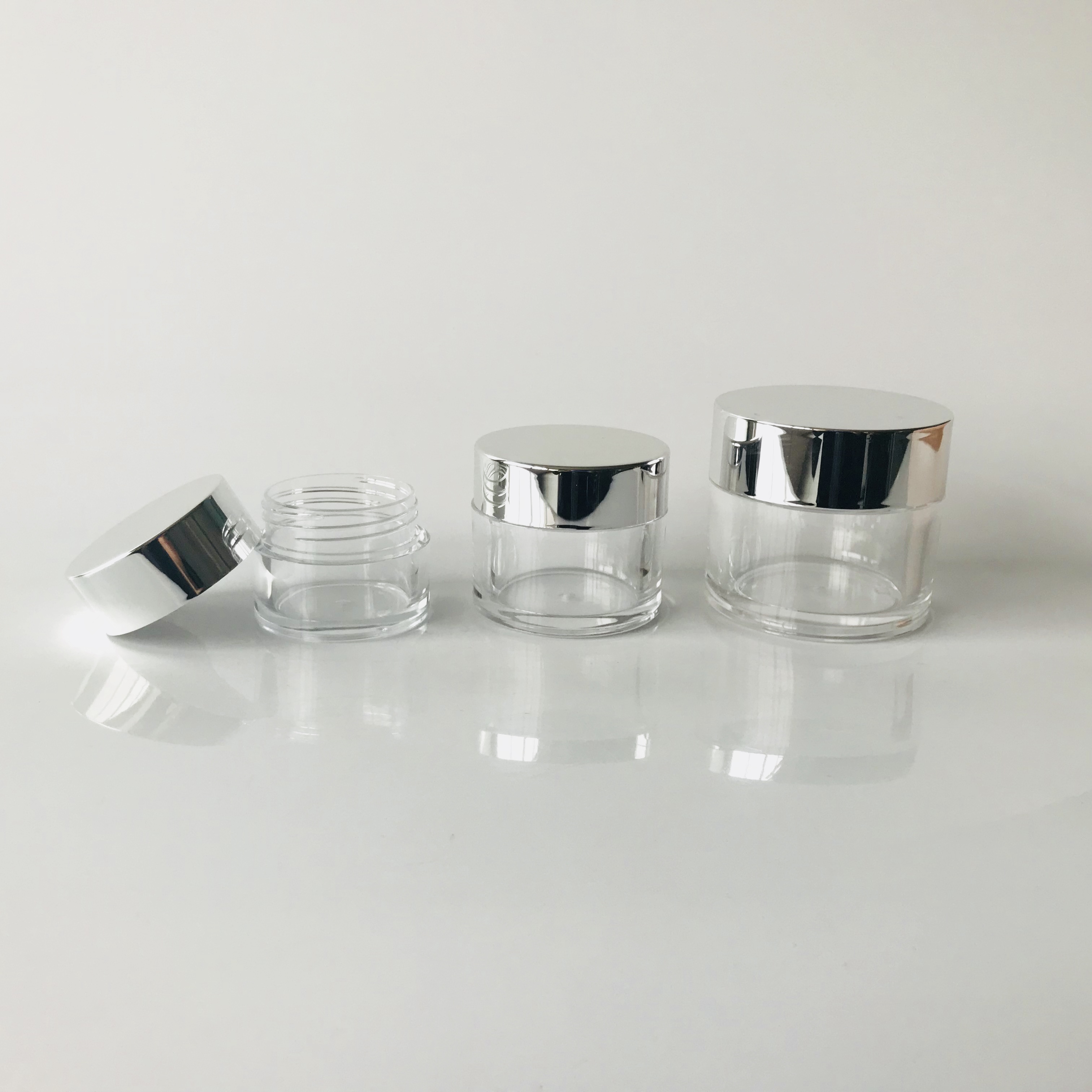 2oz Glitter acrylic jar silver cap acrylic dipping powder jar 0.5oz 1oz