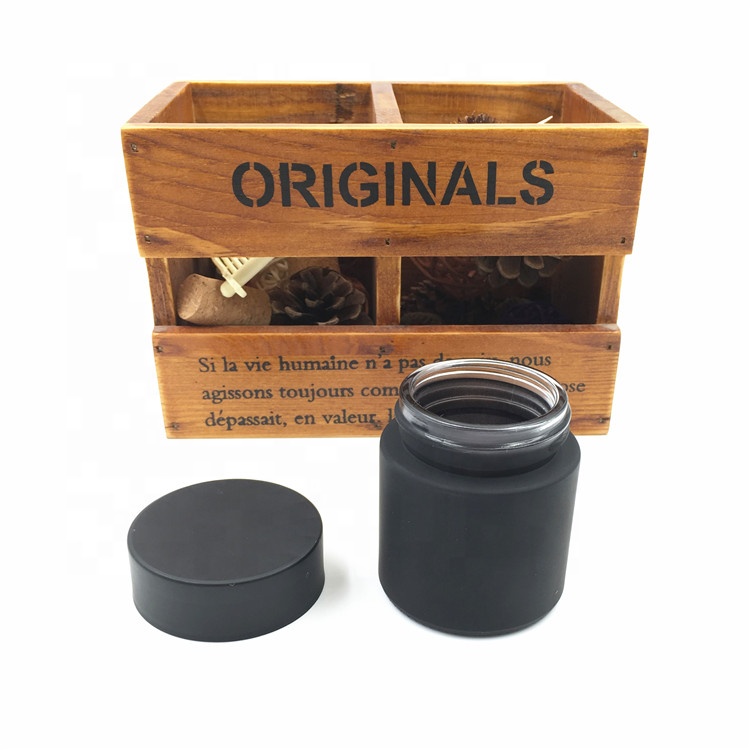 2oz Matte Black Childproof Glass Jar With Child Resistant Lid