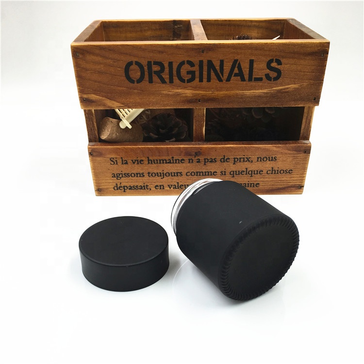 2oz Matte Black Childproof Glass Jar With Child Resistant Lid