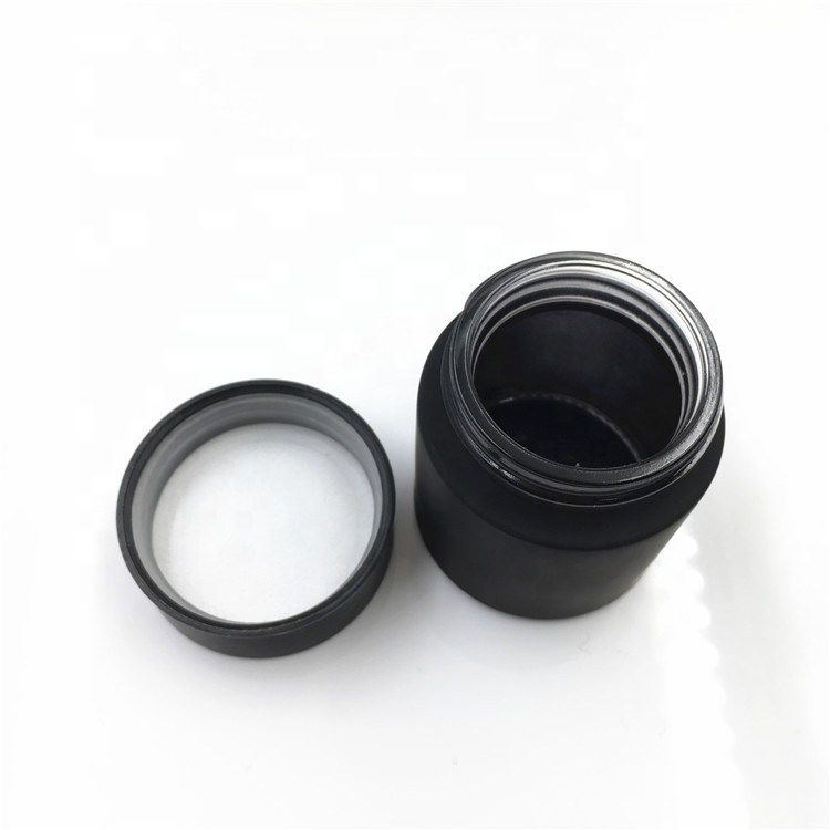 2oz Matte Black Childproof Glass Jar With Child Resistant Lid