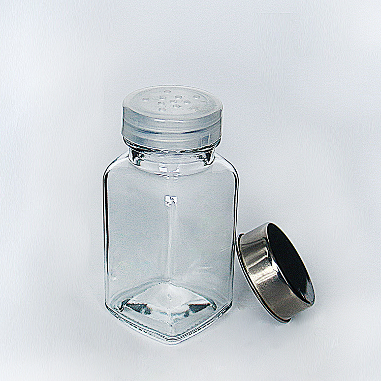 2oz Square Glass Spice Jar with Plastic Shaker