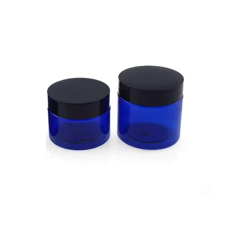 2oz Wholesale Cobalt Blue Cosmetic Packaging 60ml Cream Glass Jar With Black Lid