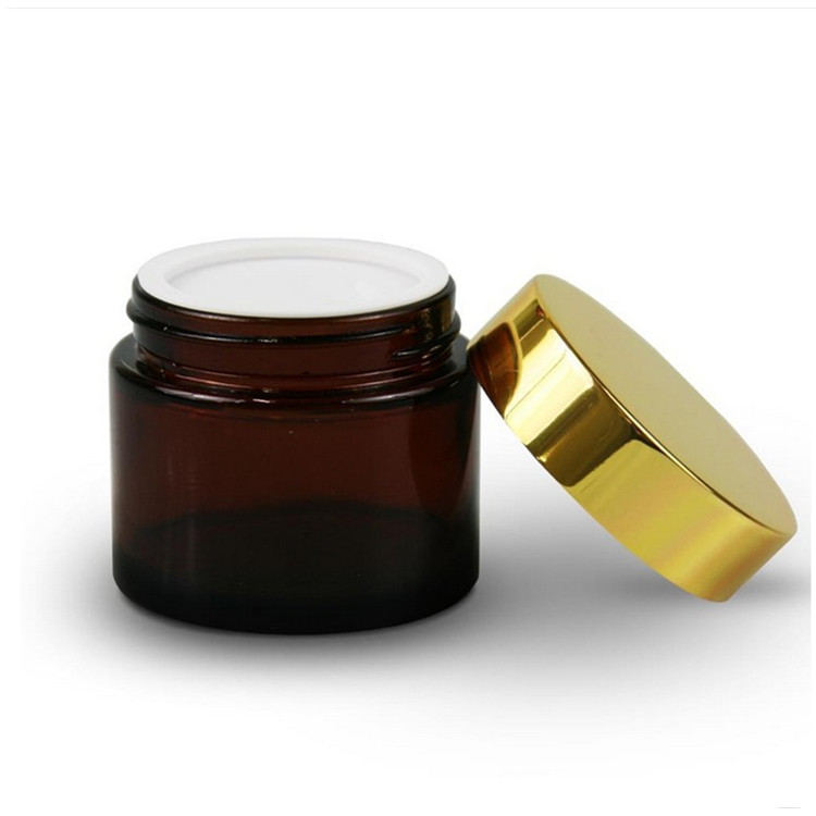 2oz amber glass jar with gold lid 60ml for cosmetic cream packaging