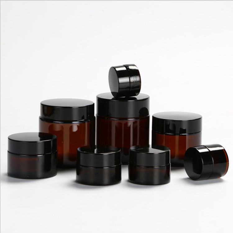 2oz amber glass jar with gold lid 60ml for cosmetic cream packaging