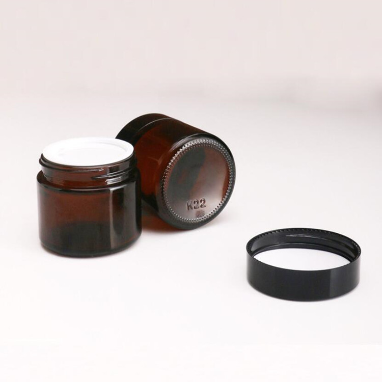 2oz amber glass jar with gold lid 60ml for cosmetic cream packaging